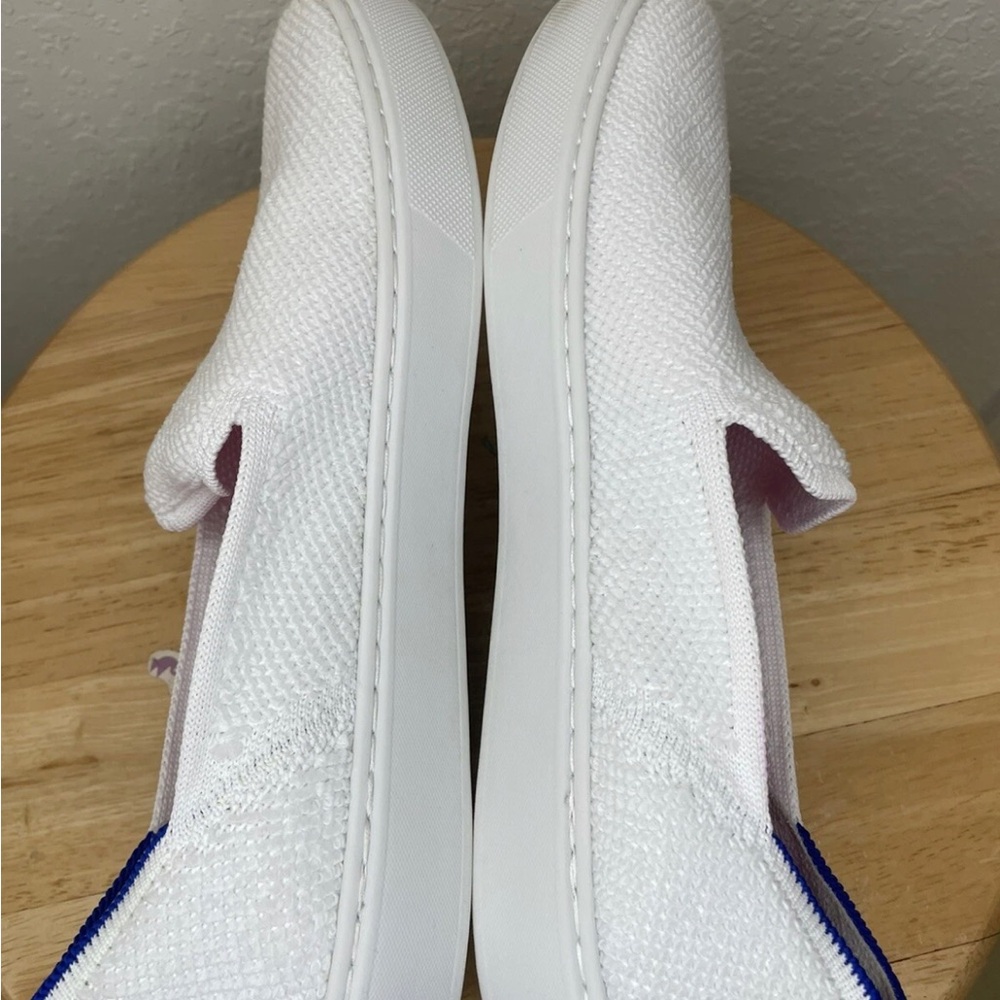 Rothy's White Slip-On Sneakers with Blue Trim size 8 - Picture 5 of 9